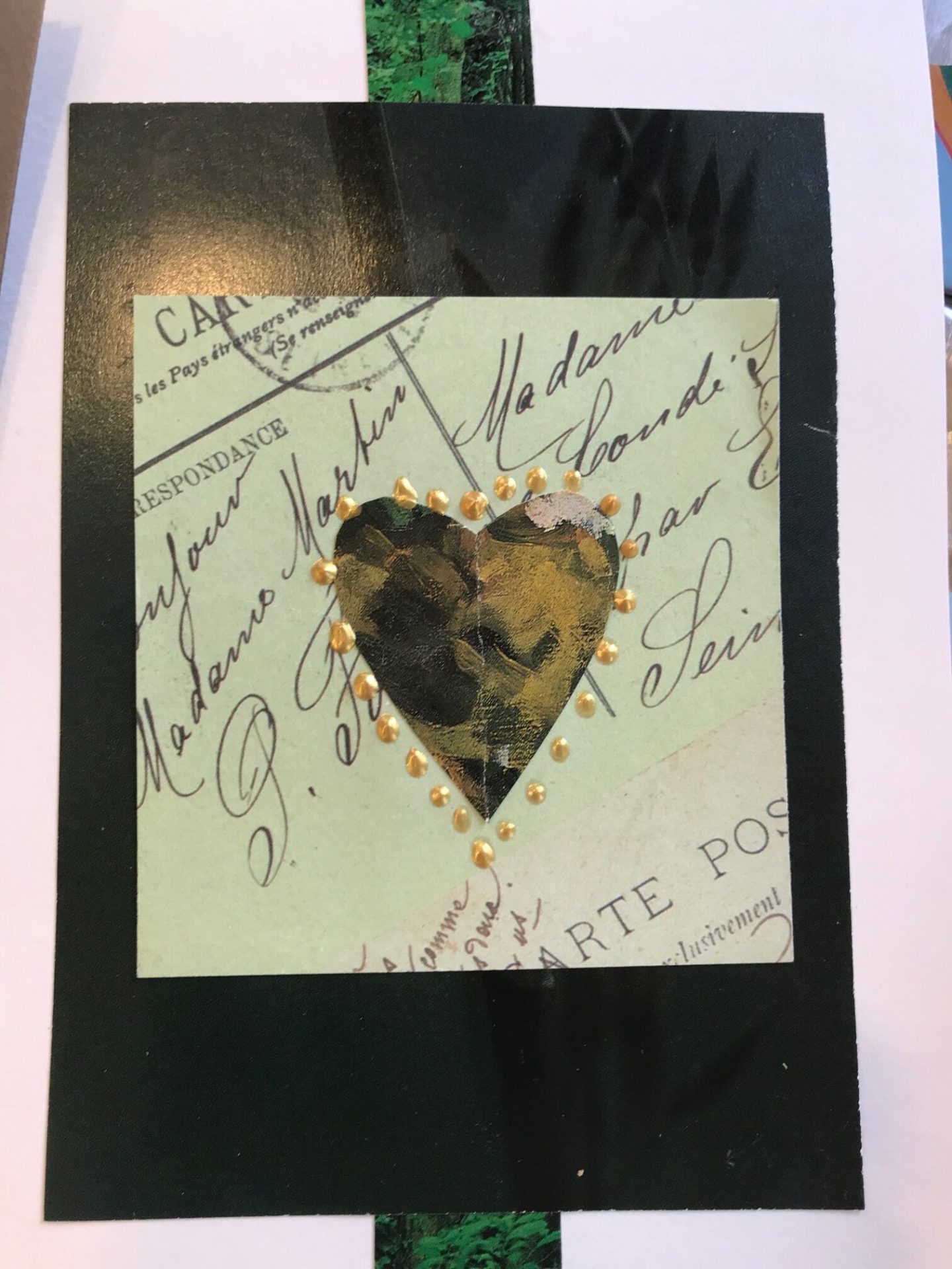 Homemade card with heart on it.