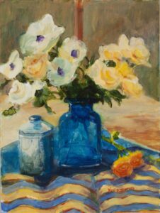 Blue Vase & Flowers 9 X 12 Acrylic