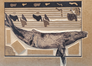Woodcut of a Whale