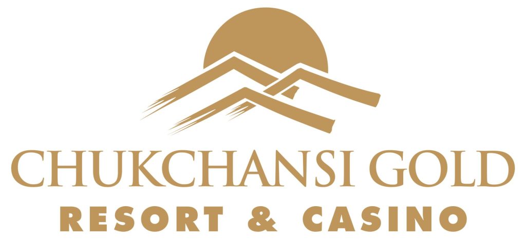 Chukchansi Gold Resort & Casino logo with mountains and gold sun